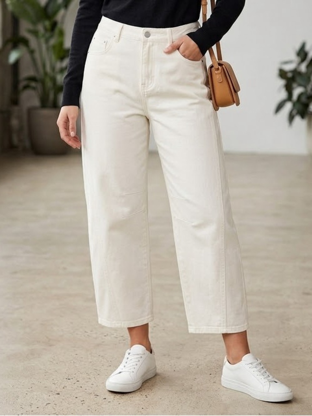 High-Rise Wide Leg Jeans in Cream